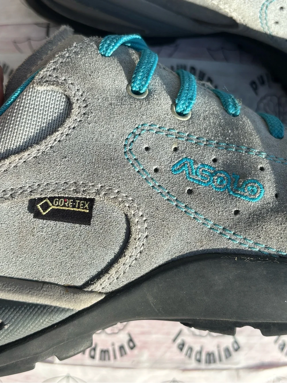 Asolo Shiver GTX Hiking Shoes Women’s 8.5 Gray Suede Teal Waterproof Breathable